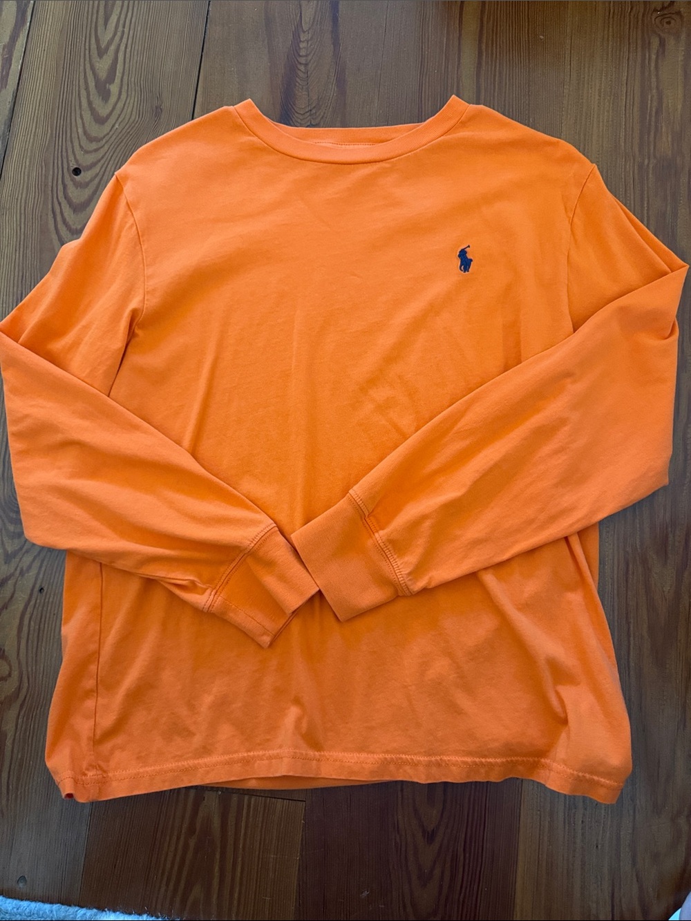 Ralph Lauren Bright Orange Long Sleeve Tee with Navy Pony